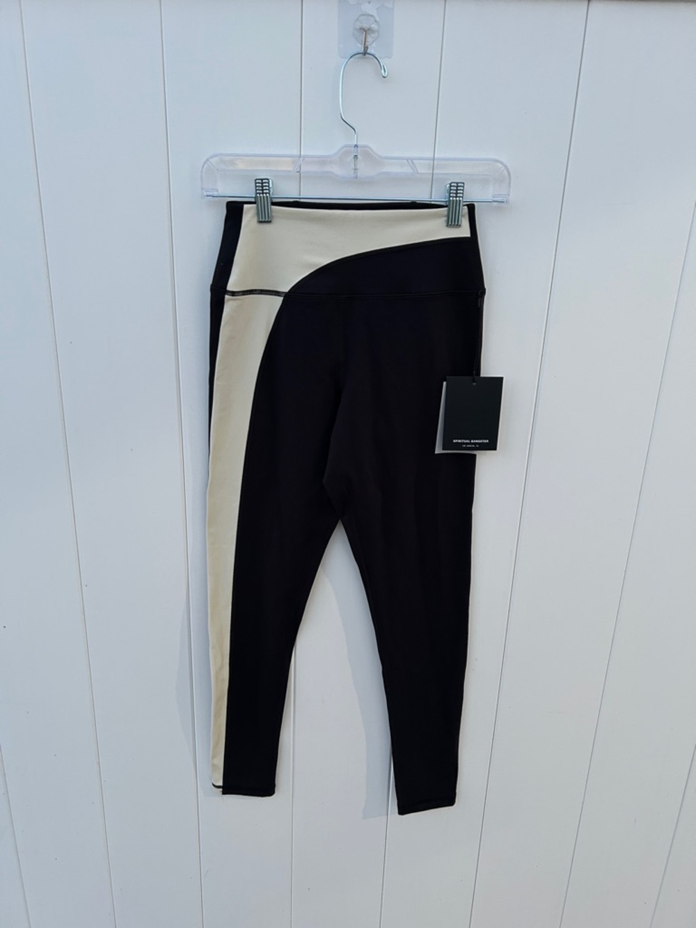 Spiritual Gangster Skye 7/8 High Waist Ankle Leggings Black Cream S Colorblock